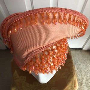 Ladies Orange Hat With Beeds